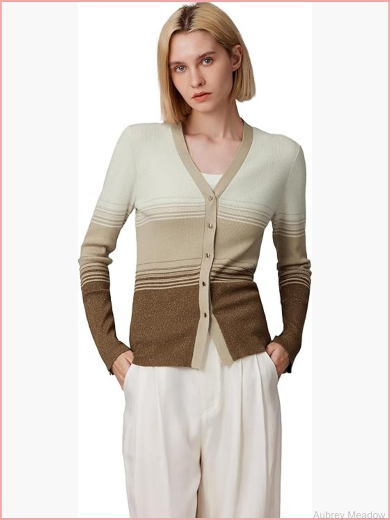 Ultra Soft Lurex Wool Cardigan | Metallic Button Up Sweater | Shimmer Knit
